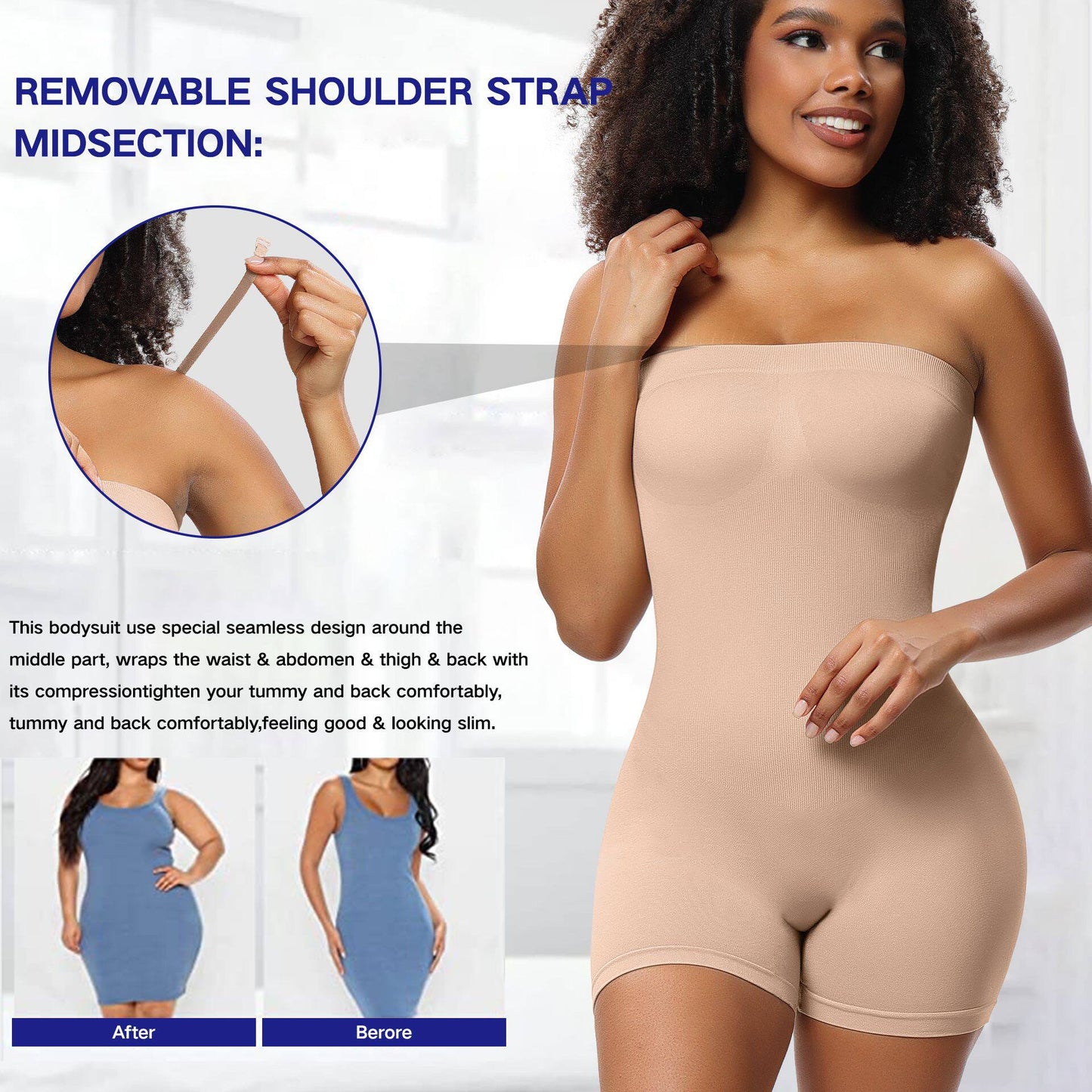 Strapless Tummy Control Bodysuit for Women