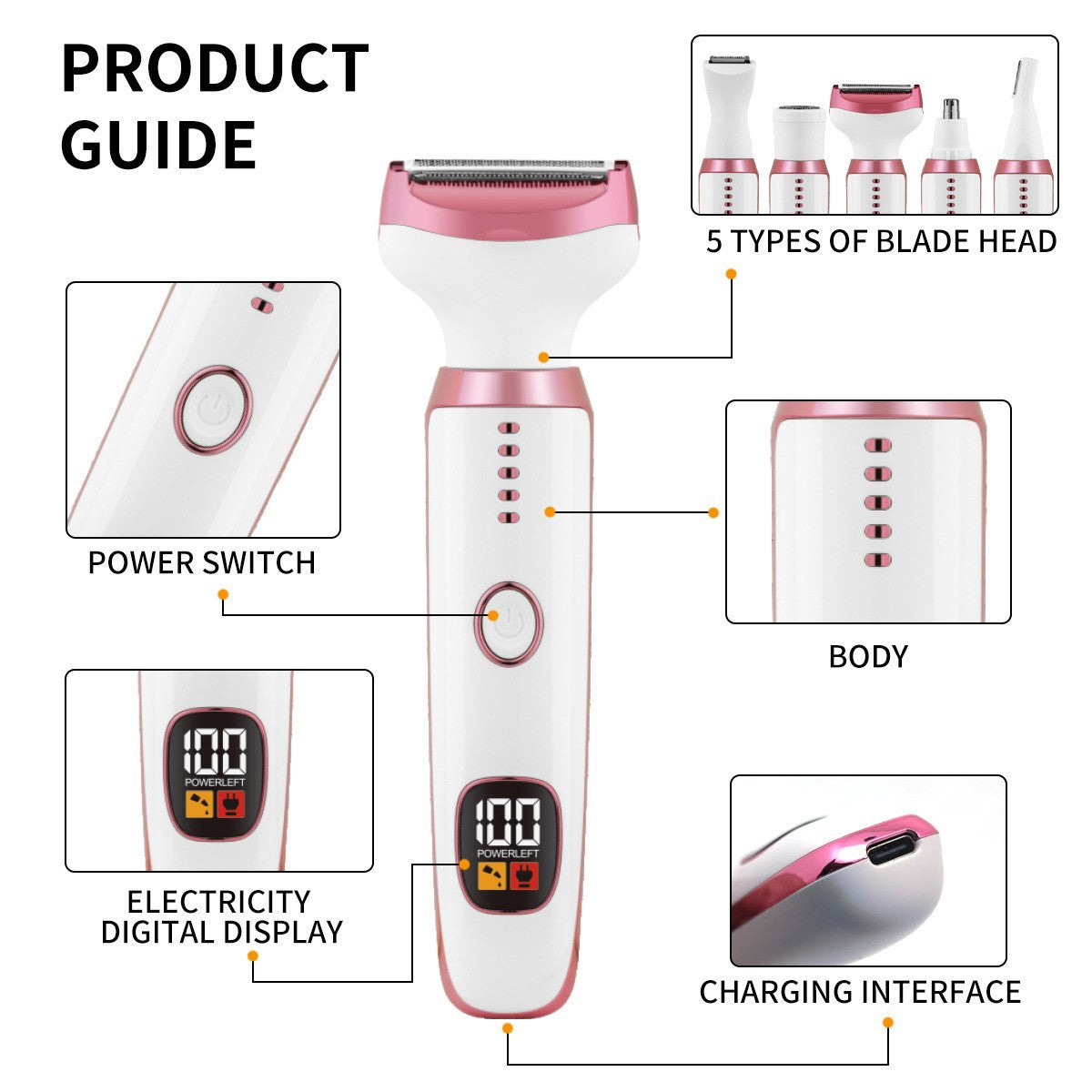 Multifunctional Electric Hair Clipper with Digital Display